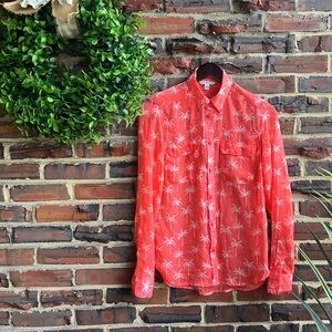 Women American Eagle AE PALM TREE SHEER SHIRT Button  Shirt Palm Trees S